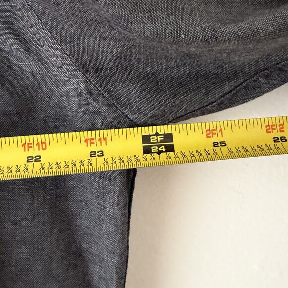 Charcoal Linen Button Up Shirt Mens Long Sleeve Minimalist Lightweight Medium - Picture 6 of 6